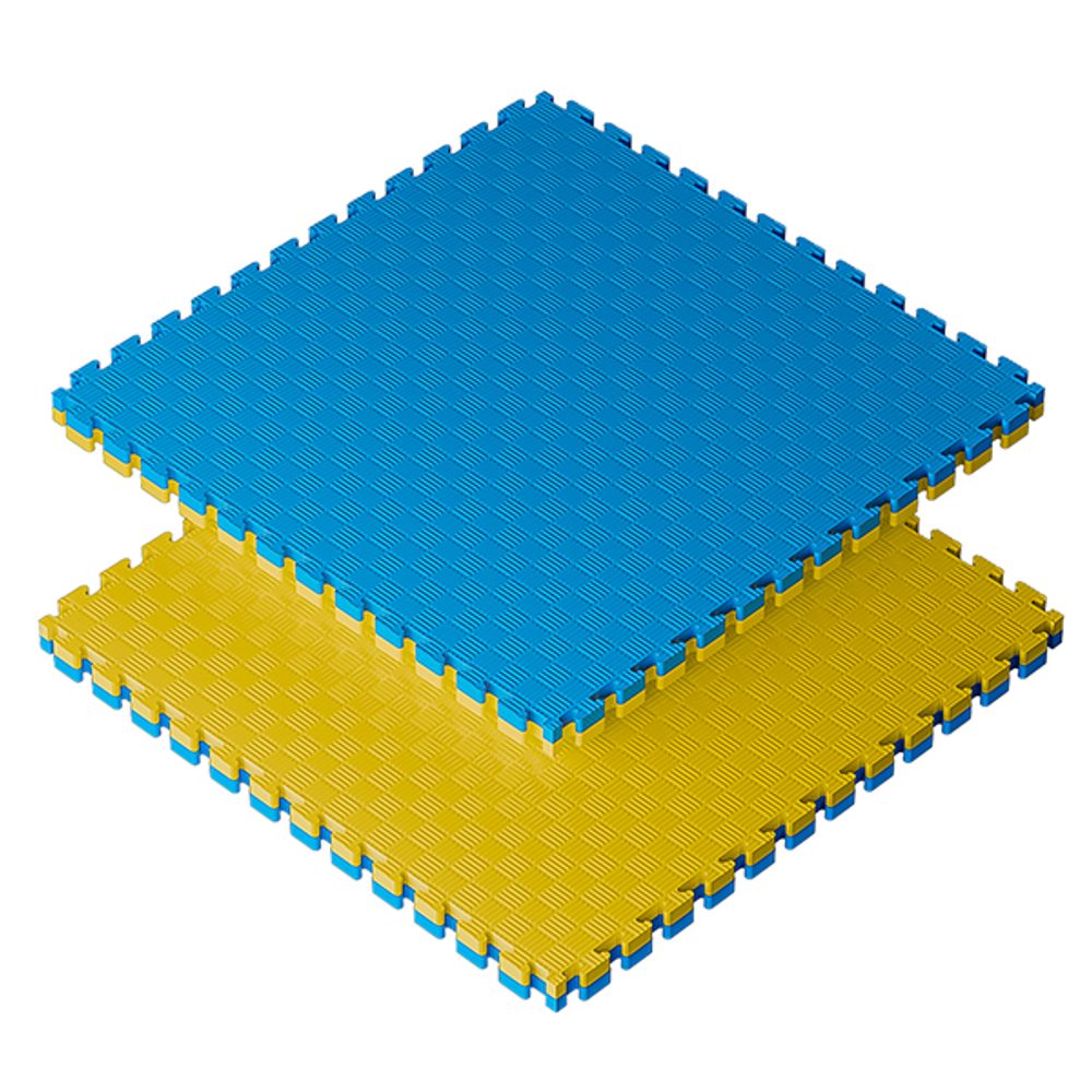 Sportago Tatami Taekwondo podložka 100x100cm žltá-modrá - 2,5 cm