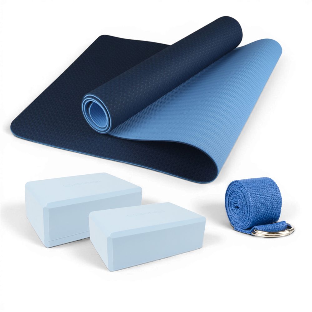 Sportago Yoga Start – kompletná sada na jogu - modrá