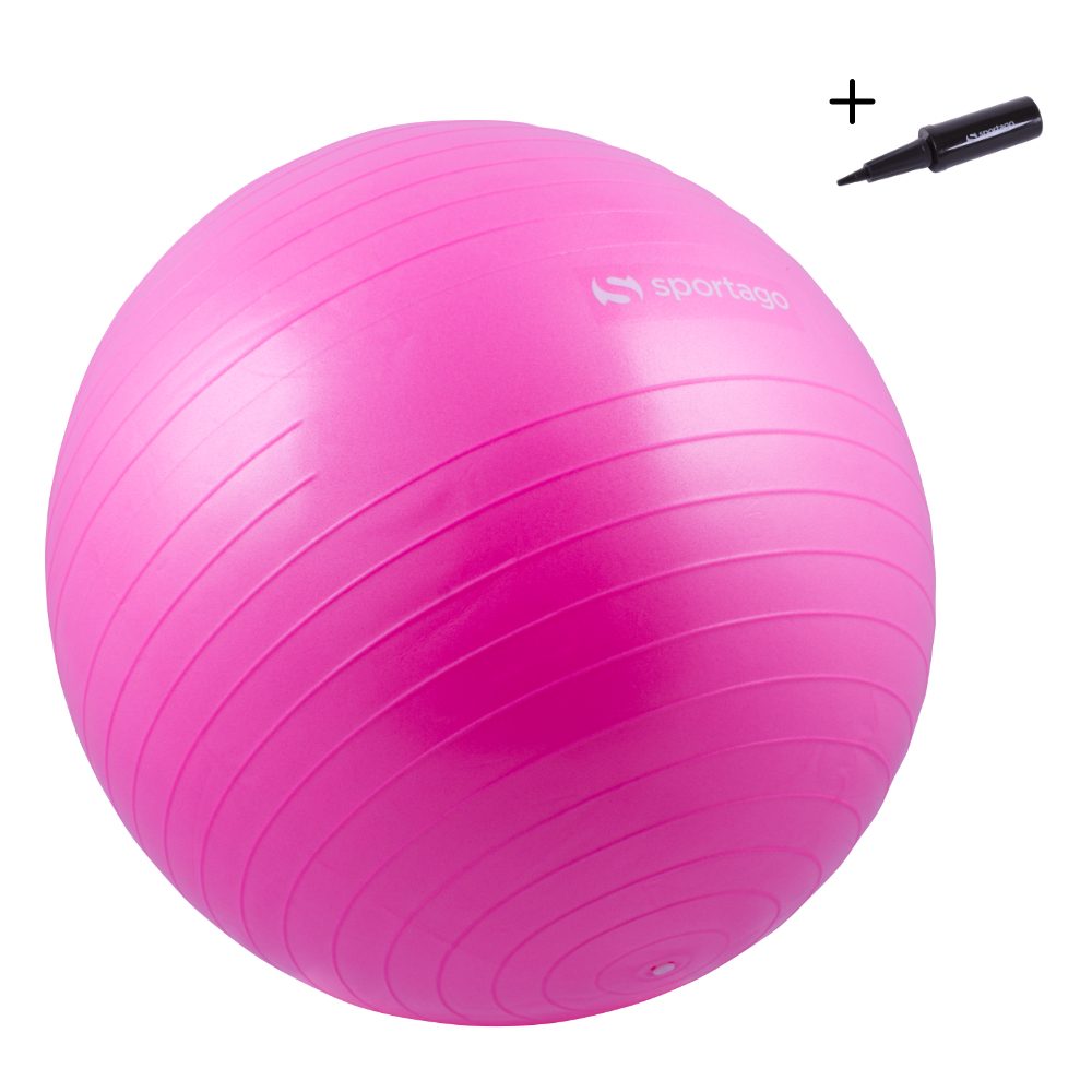 E-shop Gymnastický míč Sportago Anti-Burst 75 cm, modrý, vratanie pumpičky - růžová