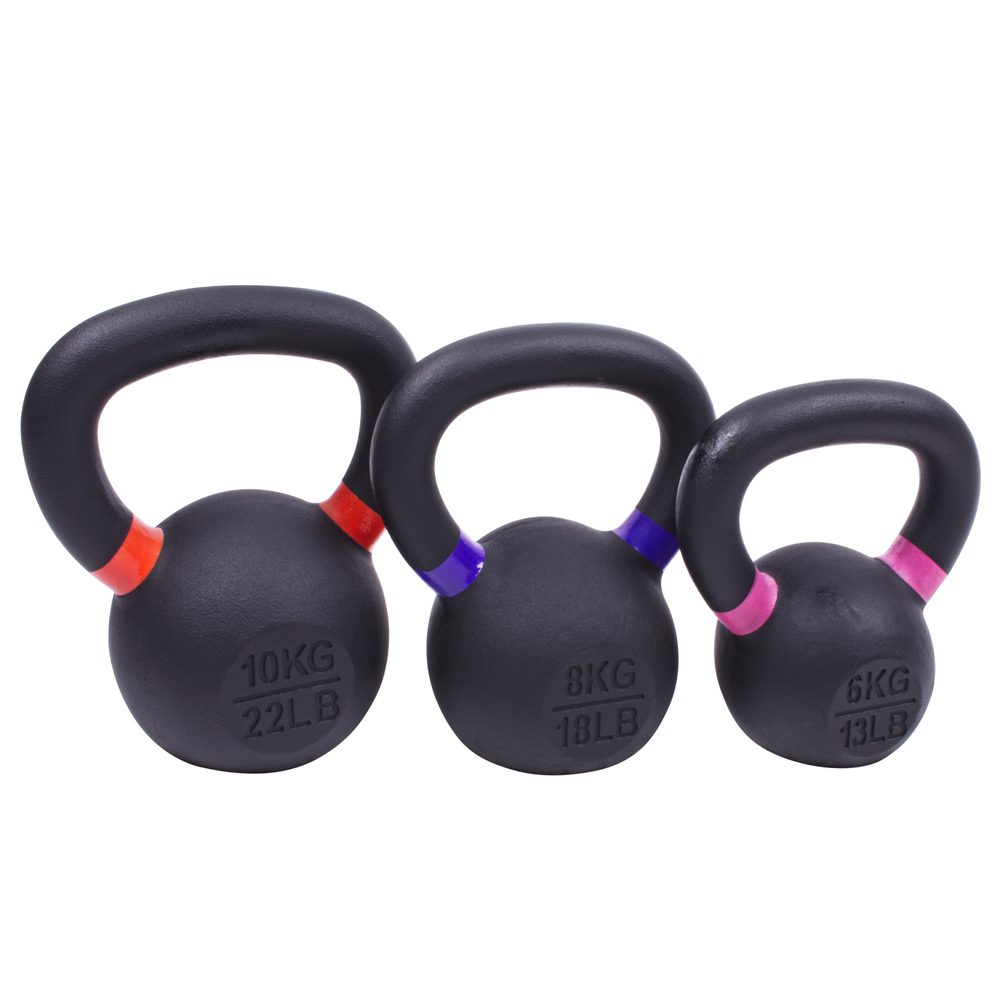 Sada powdercoated kettlebellu Sportago Ironside - 6 + 8 + 10 kg