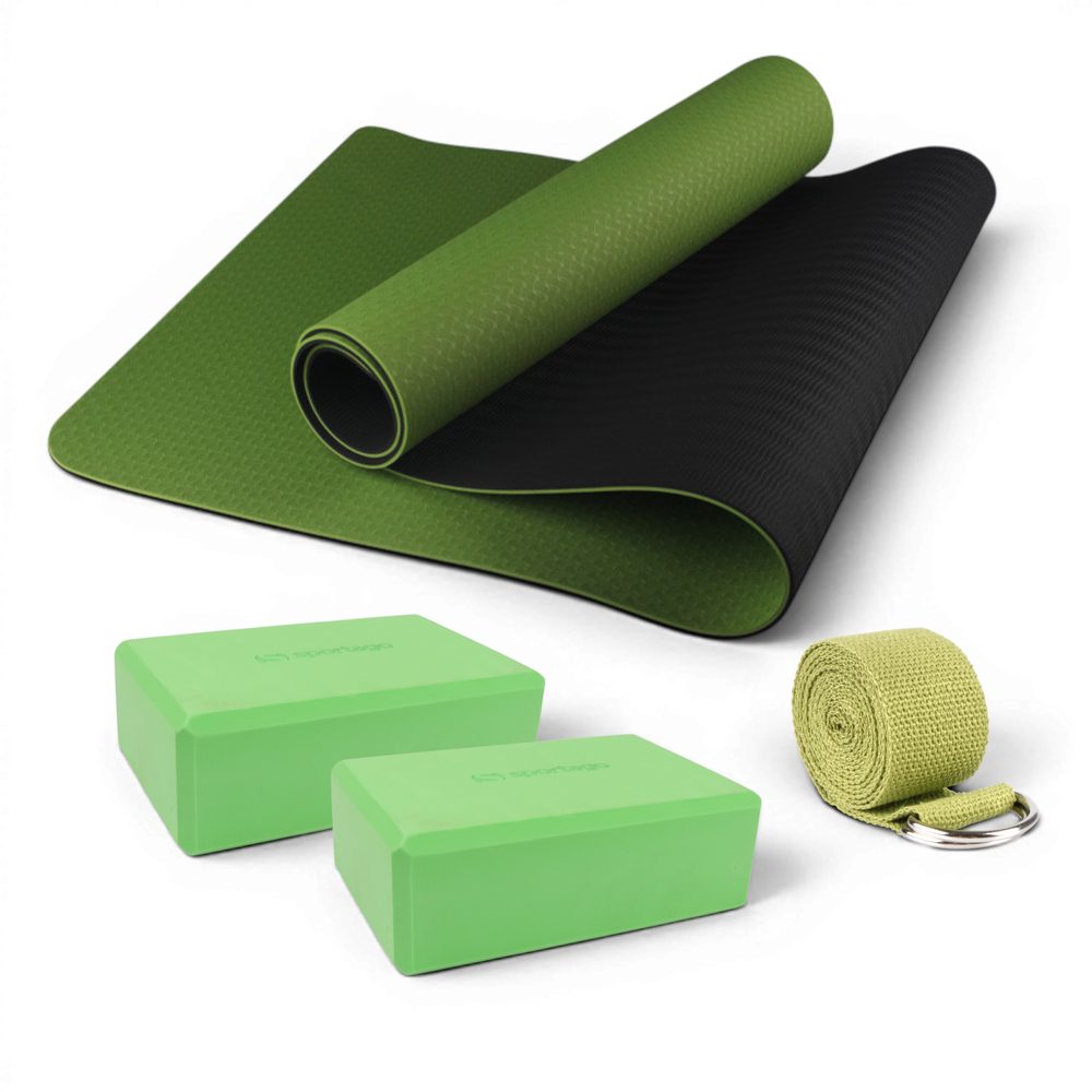 Sportago Yoga Start – kompletná sada na jogu - zelená