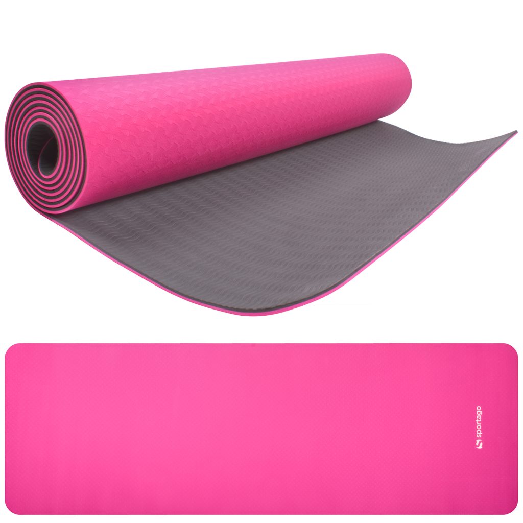 Podložka na cvičení Sportago TPE Yoga dvouvrstvá 173x61x0,4 cm, růžová -  Sportago - Fitness podložky - Fitness a posilování - Sportago.cz