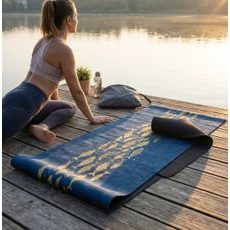 Designová TPE podložka na jógu Sportago s mikrovláknem 183x61 cm - pacific