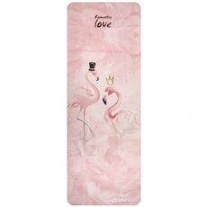 Premium semišová podložka na jógu Sportago 185x68x0,15 cm - Plameňáková Láska