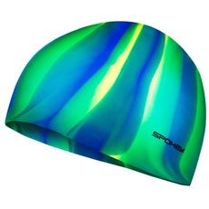 ABSTRACT-Plavecká čepice silikonová modro-žluto-zelené pruhy