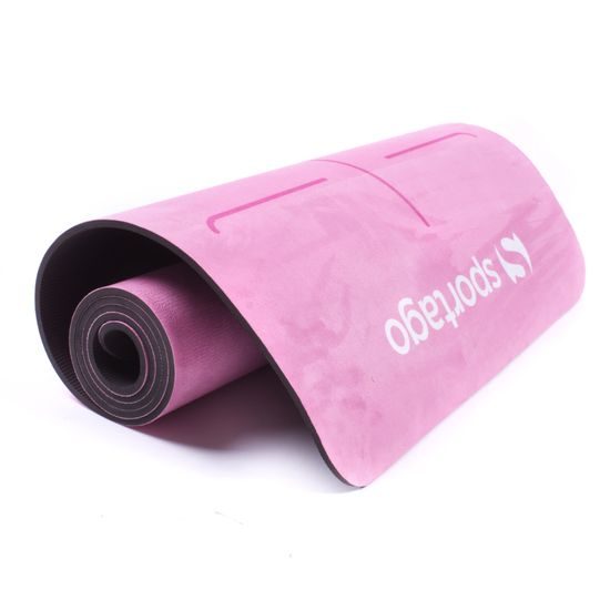 Designová TPE podložka na jógu Sportago s mikrovláknem 183x61 cm - růžová mandala