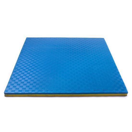 Sportago Tatami Taekwondo podložka 100x100cm žltá-modrá vzor 2