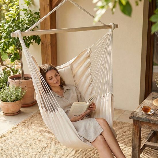 Sportago Playa Deluxe závěsné houpací křeslo, béžové