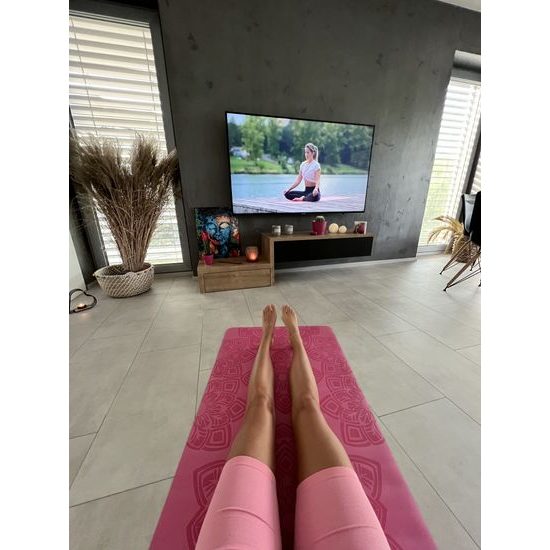 Gumová joga podložka Sportago Šánti 183x66x0,3cm - růžová