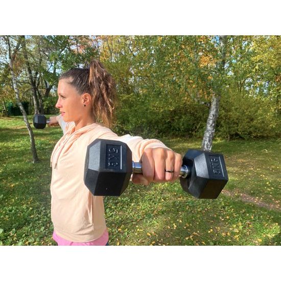 Profi šestihranná pogumovaná činka Sportago Hexagon 5 kg