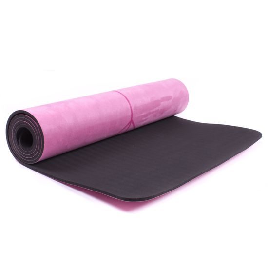 Designová TPE podložka na jógu Sportago s mikrovláknem 183x61 cm - růžová mandala