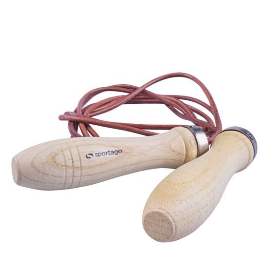 Kožené švihadlo Sportago Skippy s dřevěnými ručkami