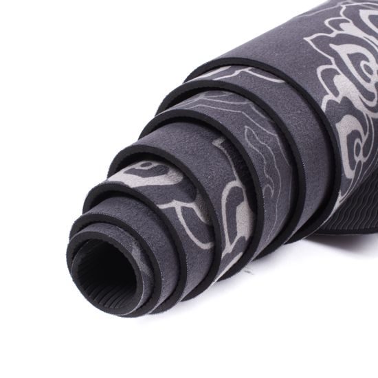 Designová TPE podložka na jógu Sportago s mikrovláknem 183x61 cm - šedá