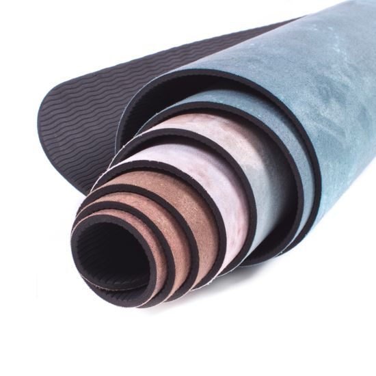 Designová TPE podložka na jógu Sportago s mikrovláknem 183x61 cm - pacific