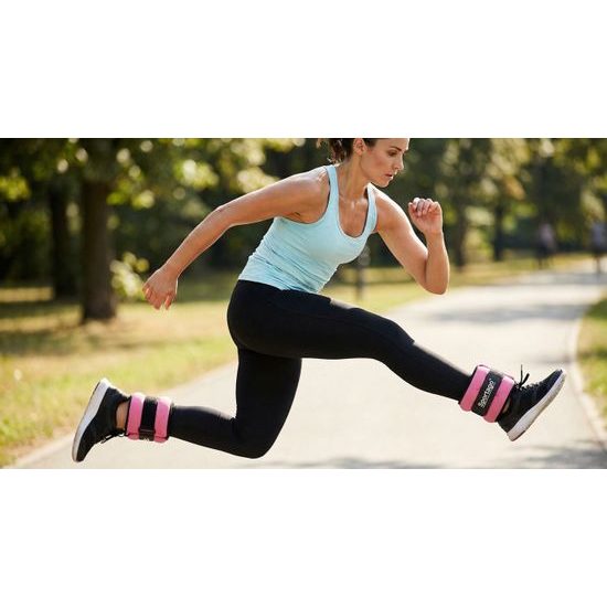 Sportago neoprénová záťaž na zápästie/členok 2 x 0,5 kg - růžová