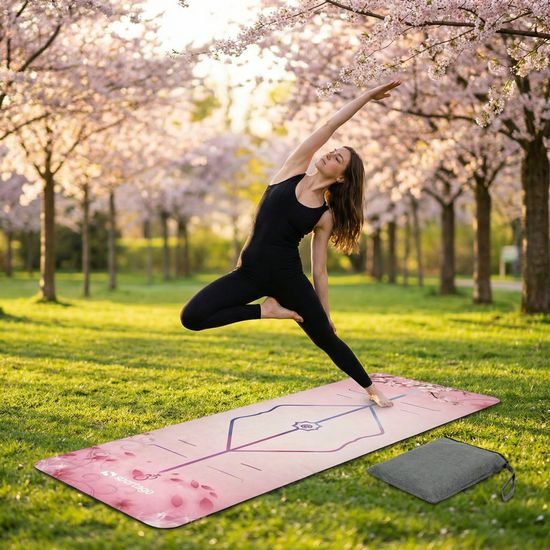 Prémiová semišová podložka na jogu Sportago 185x68x0,15 cm - Jemná Sakura