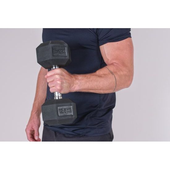 Profi šesťhranná pogumovaná činka Sportago Hexagon 12,5 kg