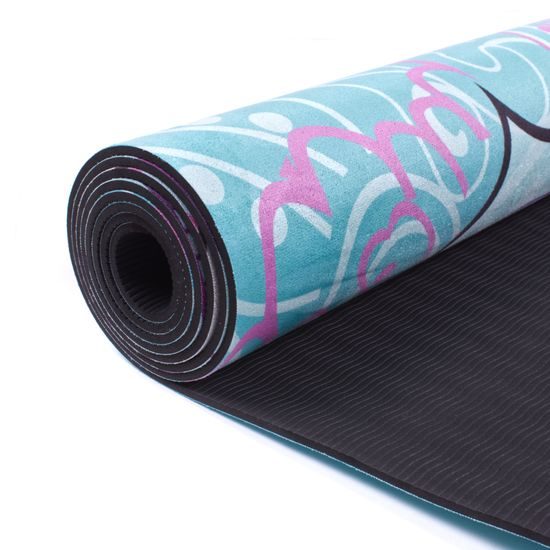 Designová TPE podložka na jógu Sportago s mikrovláknem 183x61 cm - tyrkysová