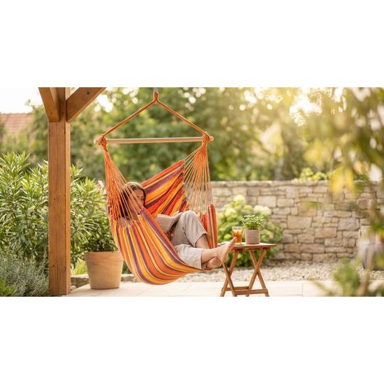 Sportago Playa závesné hojdacie kreslo, do 120 kg, žltá/oranžová