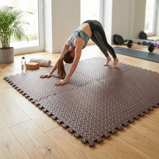 Puzzle podložka Sportago Easy-Lock 60x60x1,2 cm, 4 ks, kávová