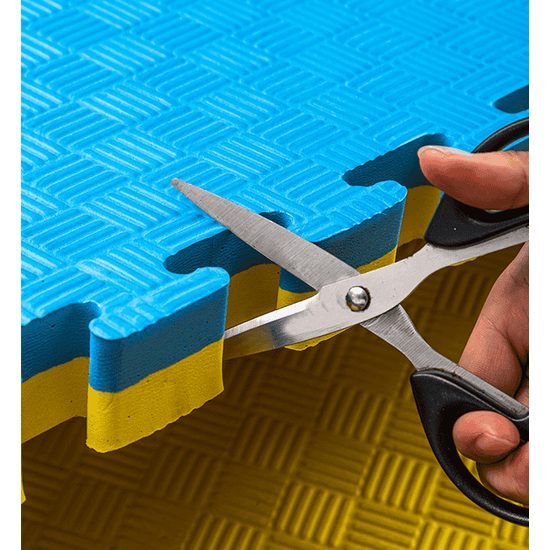 Sportago Tatami Taekwondo podložka 100x100cm žltá-modrá vzor 2