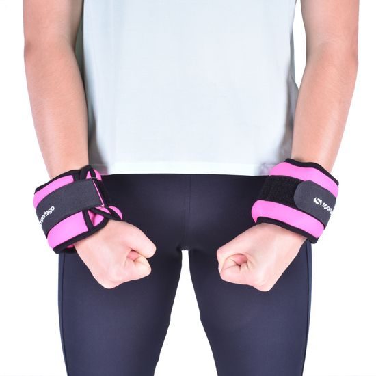 Sportago neoprénová zátěž na zápěstí/kotník 2 x 1 kg - růžová