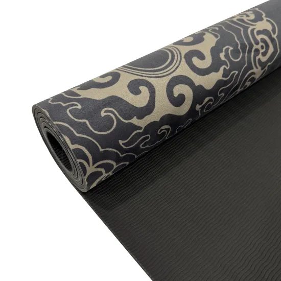 Designová TPE podložka na jógu Sportago s mikrovláknem 183x61 cm - šedá