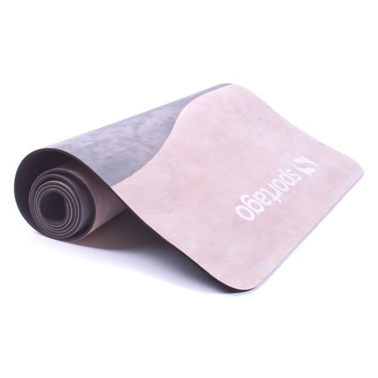 Designová TPE podložka na jógu Sportago s mikrovláknem 183x61 cm - clay