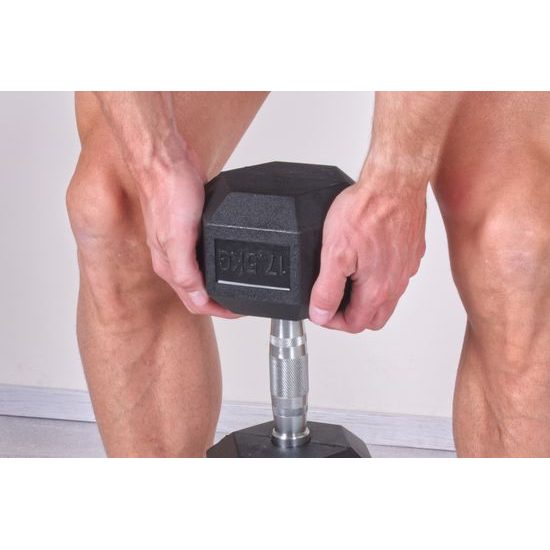 Profi šestihranná pogumovaná činka Sportago Hexagon 17,5 kg