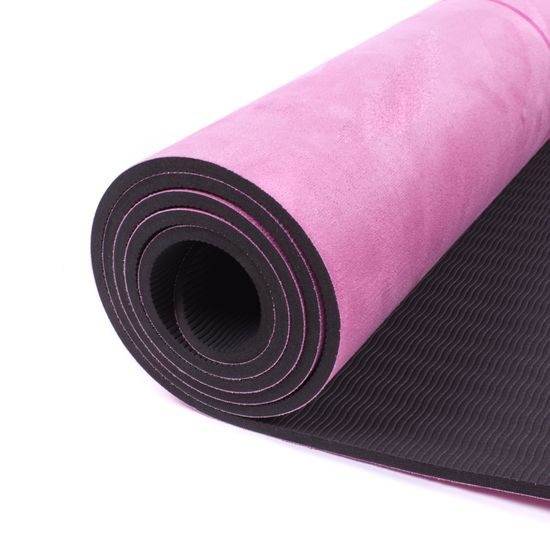 Designová TPE podložka na jógu Sportago s mikrovláknem 183x61 cm - růžová mandala