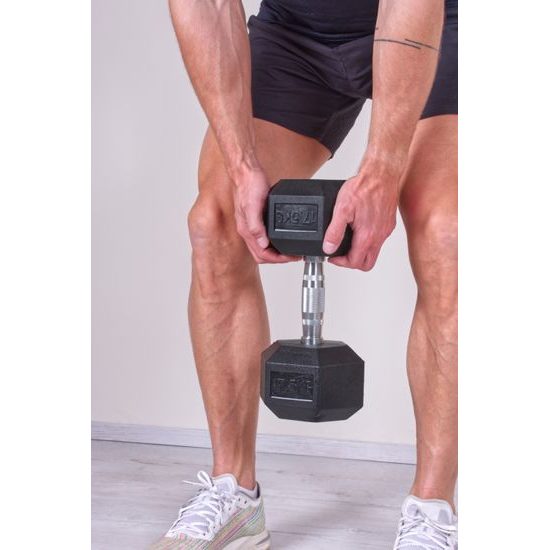 Profi šestihranná pogumovaná činka Sportago Hexagon 17,5 kg