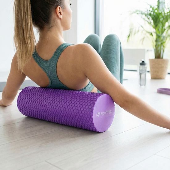 Yoga valec Sportago Seymour 45x15 cm, fialový