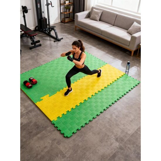 Sportago Tatami Taekwondo podložka 100x100cm žlutá-zelená