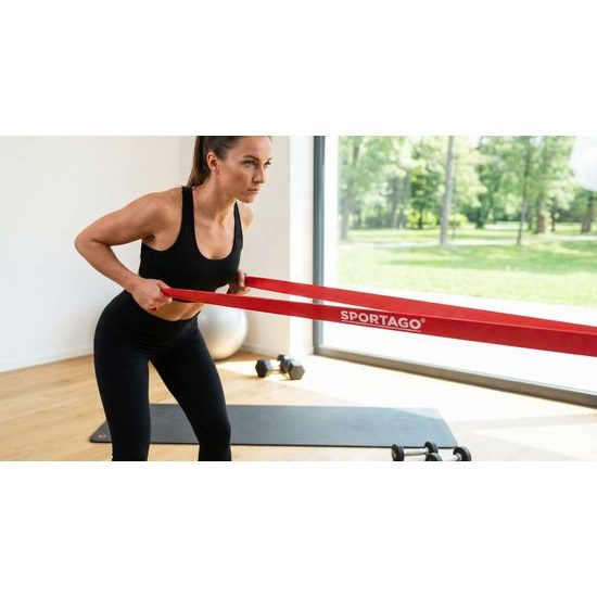 Gumový expandér Sportago Band Extra Heavy 120 cm, červený