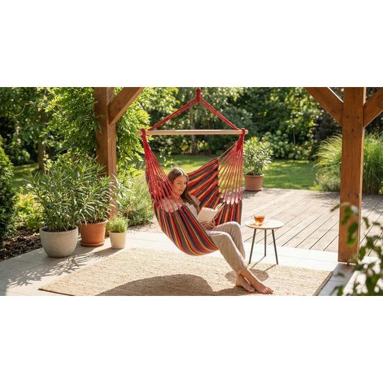 Sportage Playa závesné hojdacie kreslo, do 120 kg, farebné pruhy