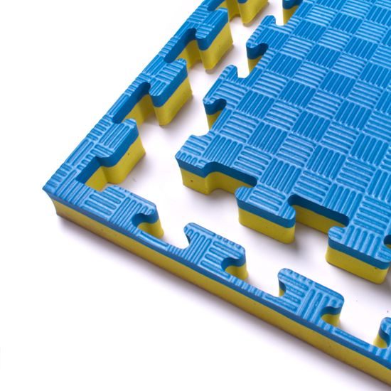 Sportago Tatami Taekwondo podložka 100x100cm žltá-modrá vzor 2