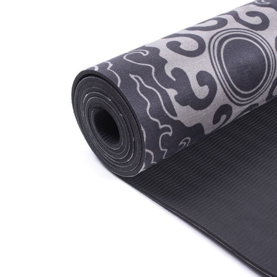 Designová TPE podložka na jógu Sportago s mikrovláknem 183x61 cm - šedá