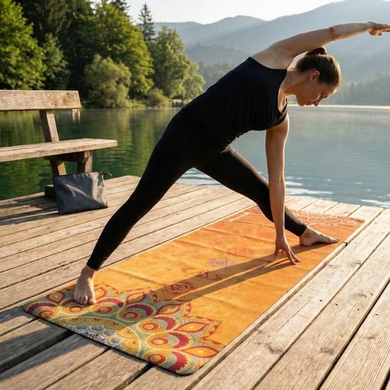 Prémiová semišová podložka na jógu Sportago 185x68x0,15 cm - Ohnivý Prúd