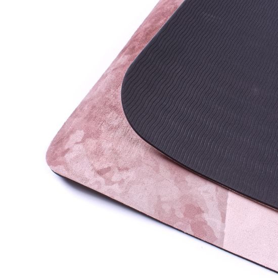 Designová TPE podložka na jógu Sportago s mikrovláknem 183x61 cm - clay