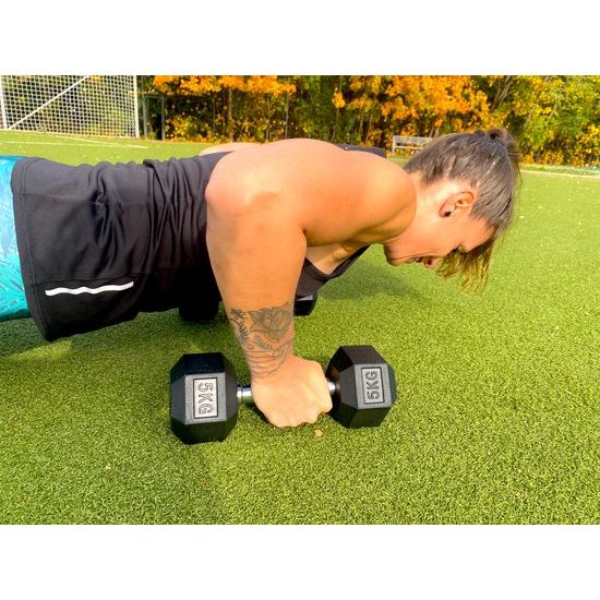 Profi šesťhranná pogumovaná činka Sportago Hexagon 7,5 kg