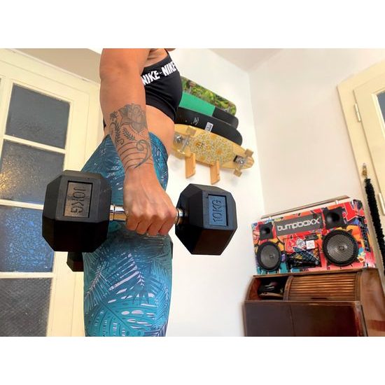 Profi šestihranná pogumovaná činka Sportago Hexagon 10 kg