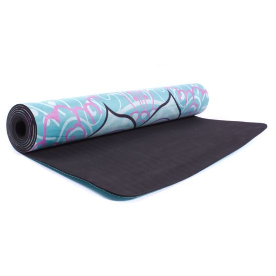 Designová TPE podložka na jógu Sportago s mikrovláknem 183x61 cm - tyrkysová