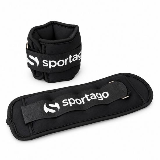 Sportago Mova – černá závaží na zápěstí a kotníky, rozložený a zapnutý kus