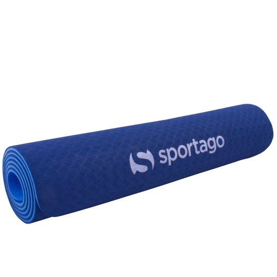 Podložka na cvičení Sportago TPE Yoga dvouvrstvá 173x61x0,6 cm Modrá