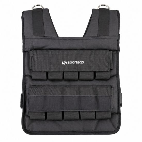 Zátěžová vesta Sportago 10 kg zepředu s odkrytými kapsami na zátěž