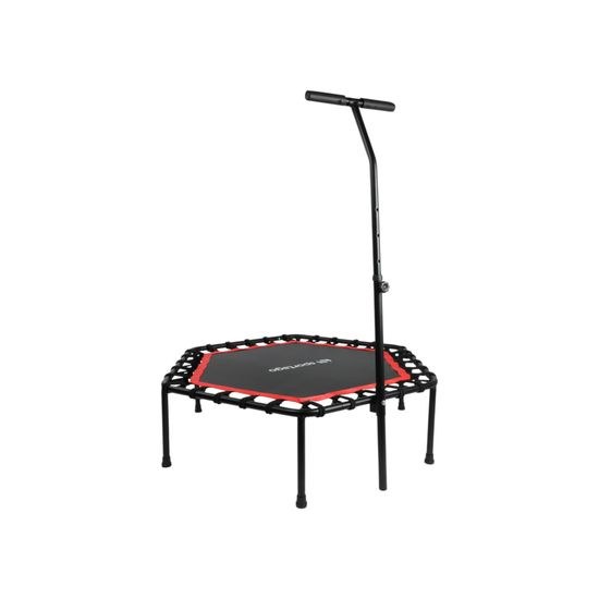 Červeno-černá fitness trampolína Sportago Whee 114 cm s madlem