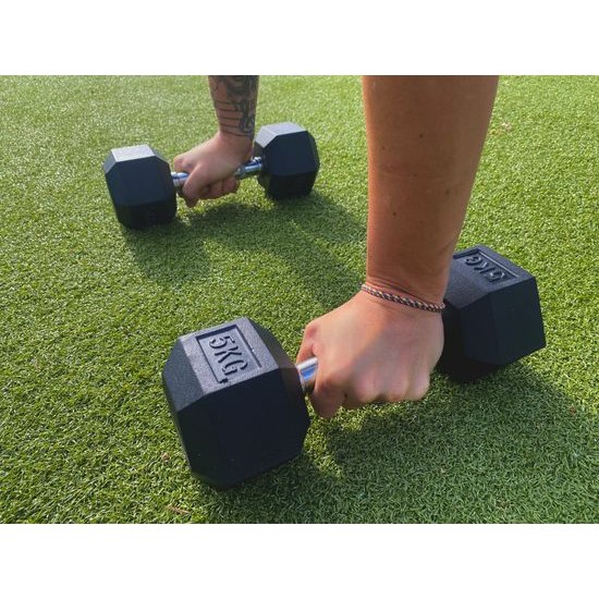 Profi šesťhranná pogumovaná činka Sportago Hexagon 15 kg