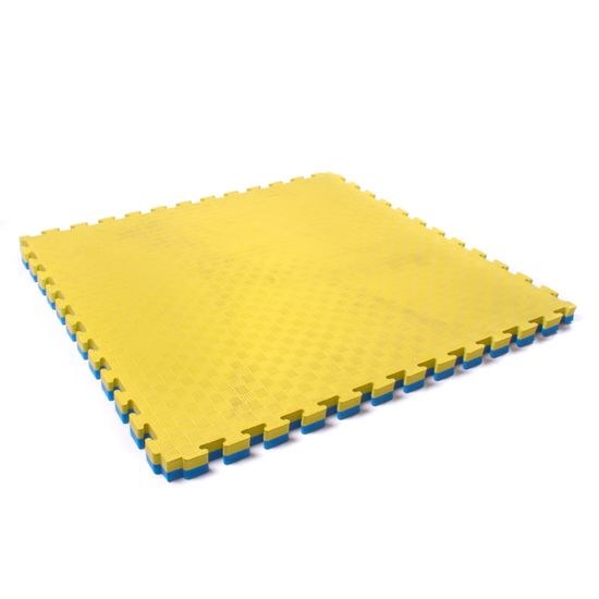 Sportago Tatami Taekwondo podložka 100x100cm žlutá-modrá vzor 2
