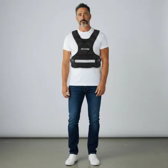 Muž so záťažovou vestou Sportago Vigor 20 kg, pohľad na celú postavu spredu