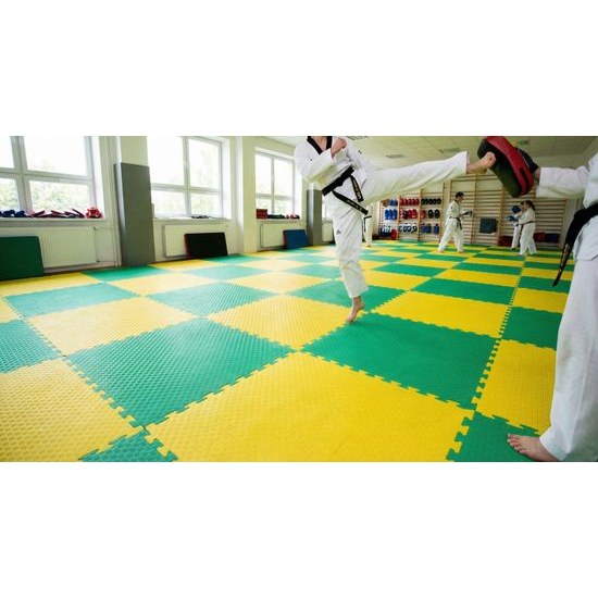 Sportago Tatami Taekwondo podložka 100x100cm žlto-zelená